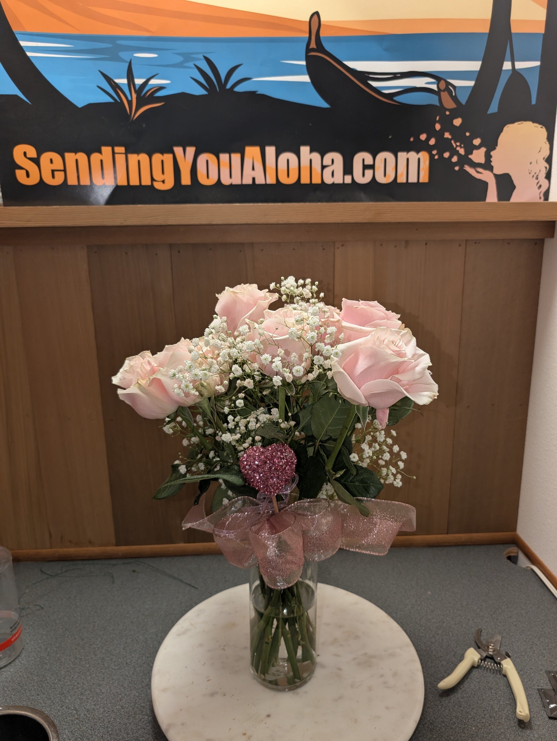 Sending You Aloha Flowers Dozen Red Long Stem Roses - Local Delivery Only