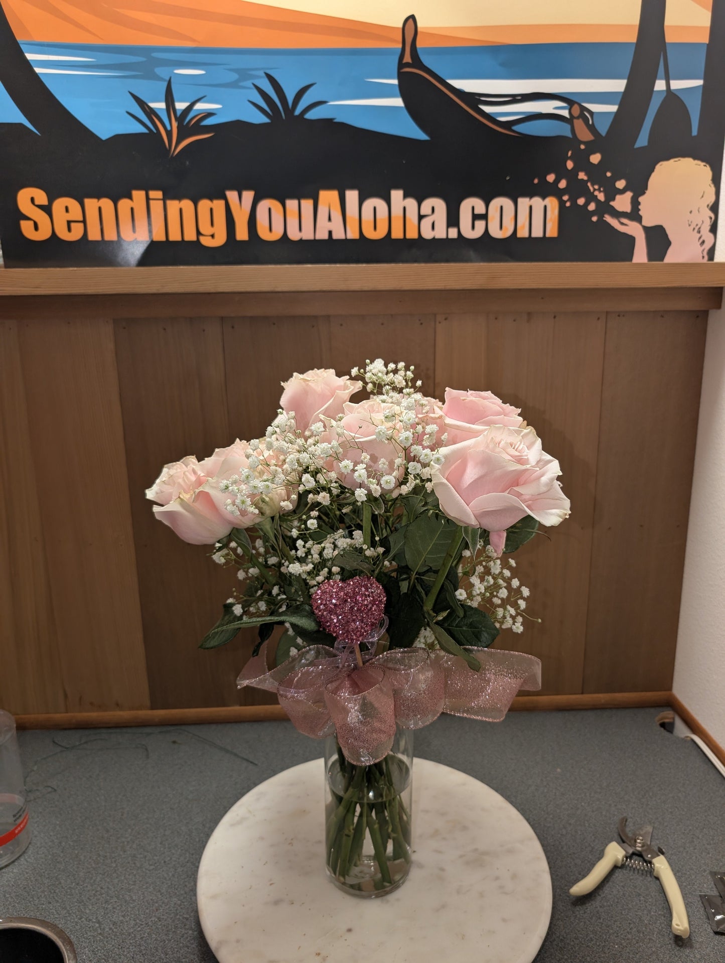 Sending You Aloha Flowers Dozen Red Long Stem Roses - Local Delivery Only