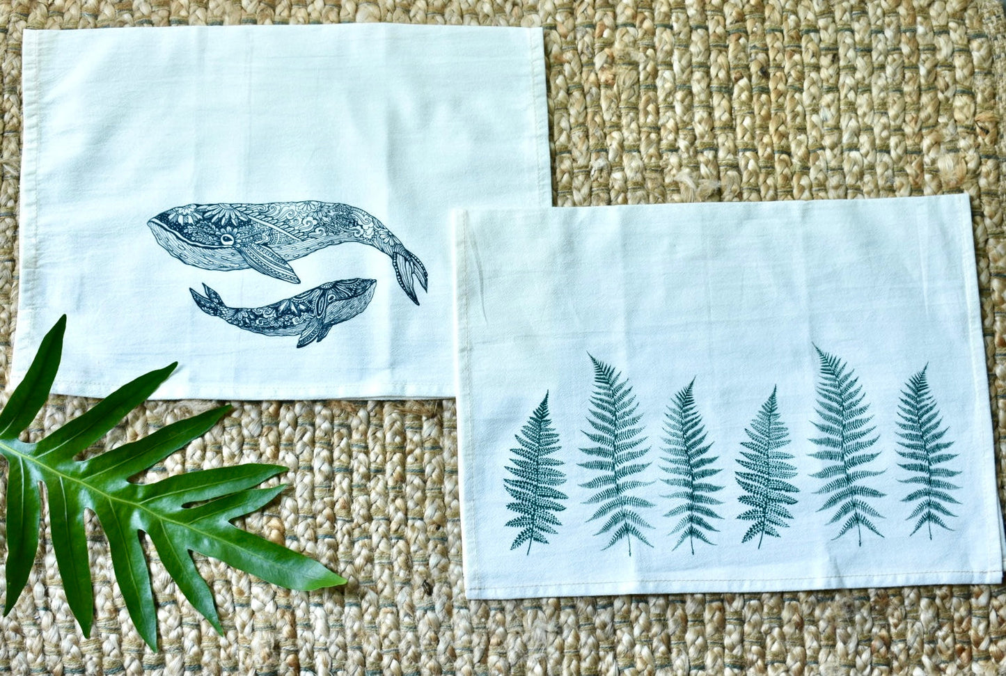 Sending You Aloha Kitchen Towels Tea Towel Fern Print Organic Cotton