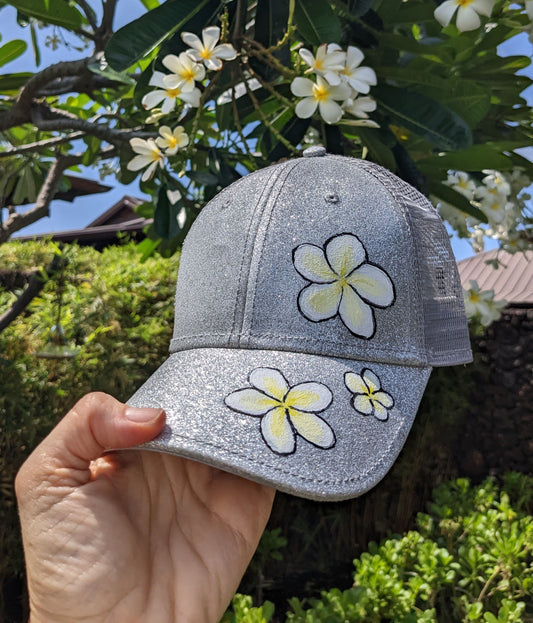 Sending You Aloha aloha at home Hand painted sparkling plumeria hat