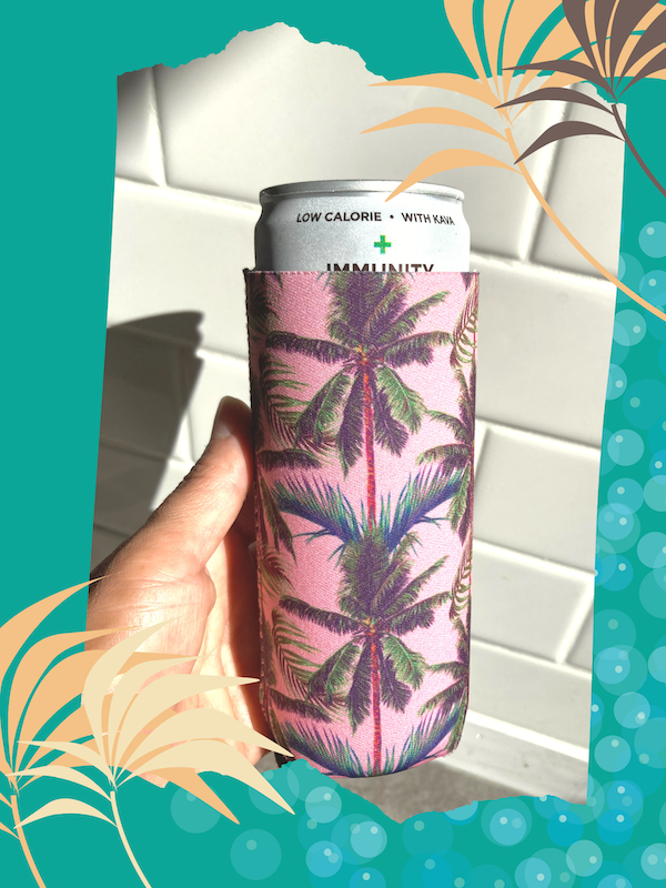 Sending You Aloha aloha at home Palm tree slim can drink holder koozie