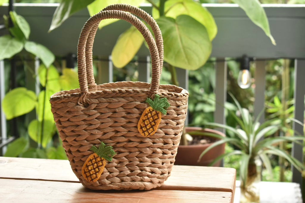 Sending You Aloha aloha at home Pineapple Detail Drawstring Straw Bag