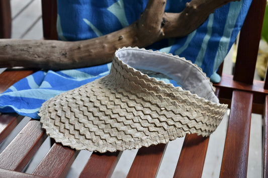 Sending You Aloha aloha at home Straw rattan palm leaf sun visor with UV protection - natural color