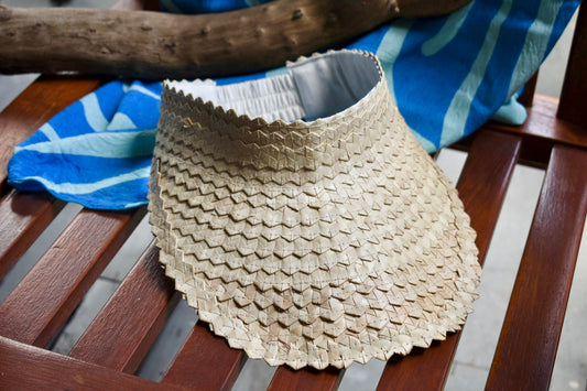 Sending You Aloha aloha at home Straw rattan palm leaf sun visor with UV protection - natural color