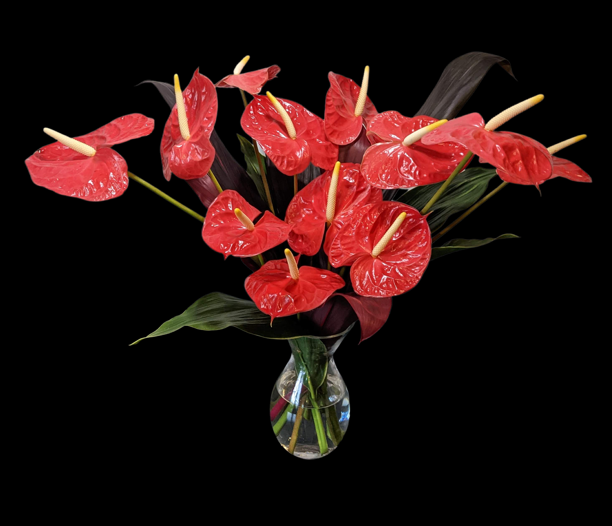 red anthurium bouquet Tropical Flowers - Hawaiian Hearts Bouquet