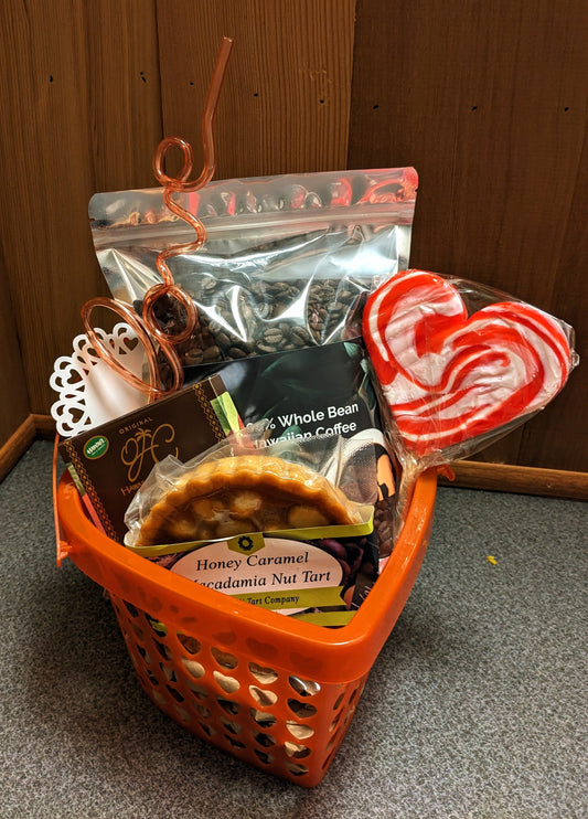 Sending You Aloha food gift baskets Valentine's Heart Shaped Gift Basket